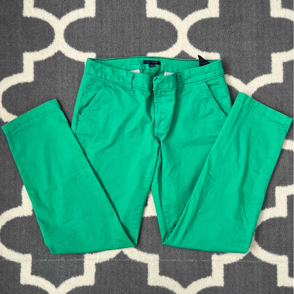 TOMMY HILFIGER Kelly Green khaki women’s Pants preppy perfection size 8